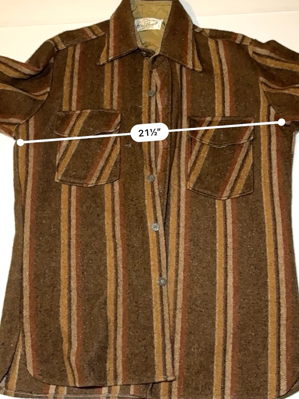 Vintage 1960s/70s Frostproof Earthtone Striped Wool Blend CPO Shirt Jacket - Men - Picture 5 of 9